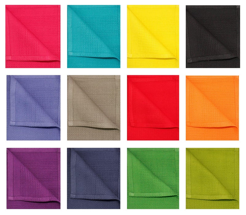 Cotton Craft 12 Pack Multicolor Kitchen Towels 16x28 Inches- Pure Cotton, Absorbent Waffle Weave - Image 2